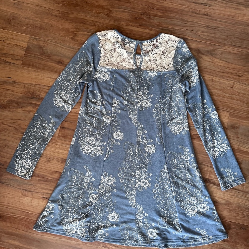 Society Blue and White Lace Dress